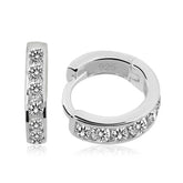 Silver White Stone Hoop Earrings